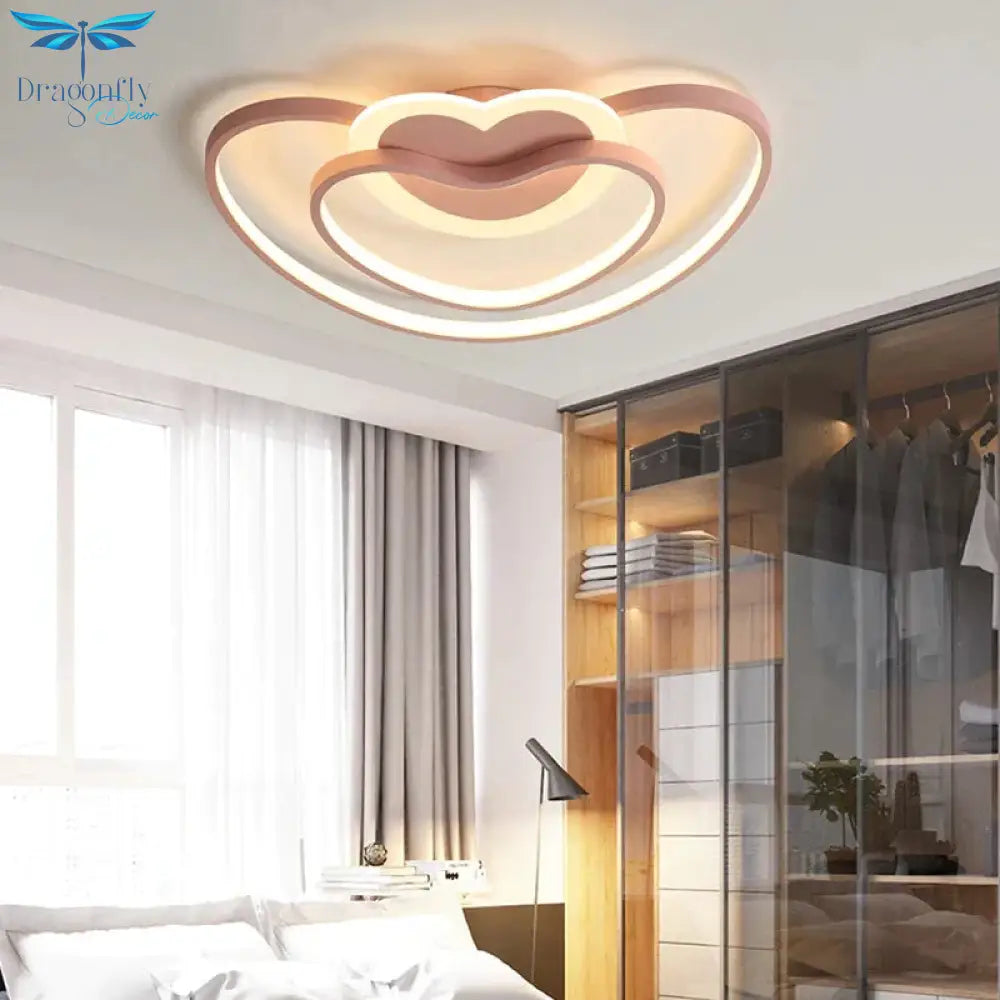 Led Ceiling Heart Lamp Simple Modern Bedroom Warm Creative Boys And Girls Children Room Lights