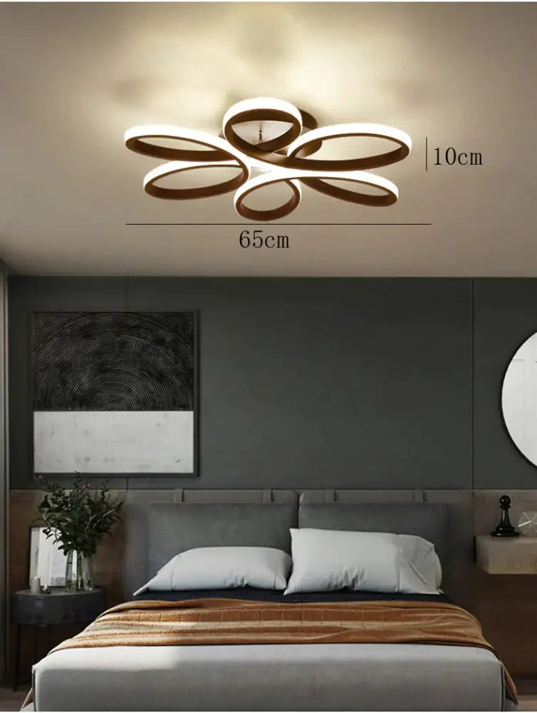 Led Ceiling Lamp Flower - Shaped Living Room Simple Study Hotel Light In The Bedroom Black /