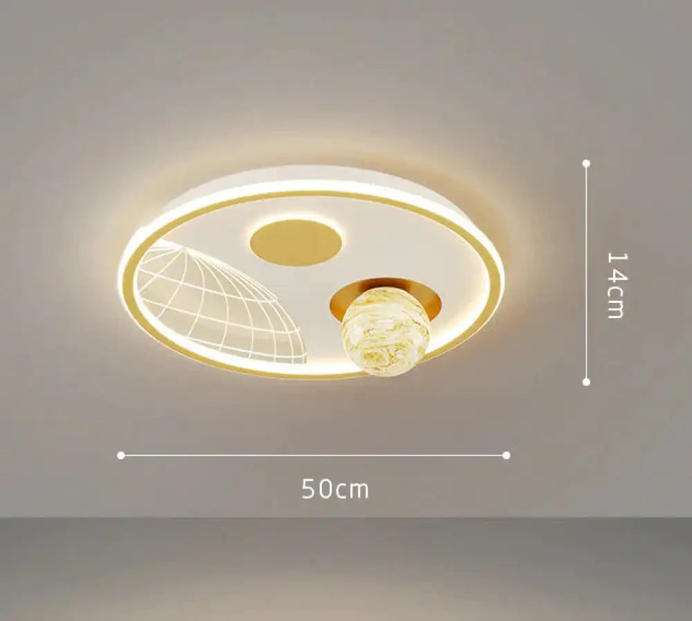 Led Ceiling Lamp Glass Living Room Dining Bedroom Modern Simple Gold / Circular Tri - Color Light