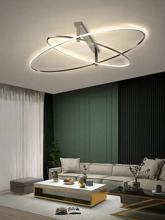 Led Ceiling Lamp Oval Black / 90*60Cm Trichromatic Light