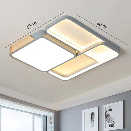 Led Ceiling Lamp Rectangular Light In The Bedroom Decoration Living Room Gray / Dia40Cm White Light