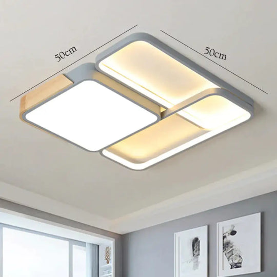 Led Ceiling Lamp Rectangular Light In The Bedroom Decoration Living Room Gray / Dia50Cm White Light