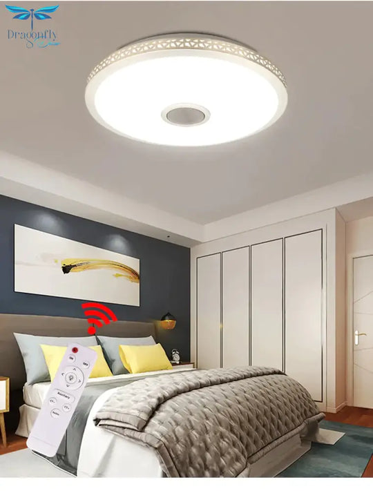 Led Ceiling Light Bluetooth And Music With Colourful Dimmer Rgb Remote Control For Living Room