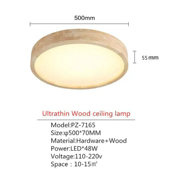Led Ceiling Light Modern Lamp Panel Living Room Round Lighting Fixture Remote Control Diameter 50Cm