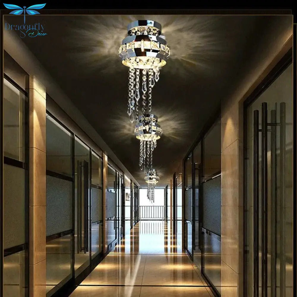 Led Ceiling Light Simple Round Crystal Bar Creative Living Room Bedroom Dining Corridor Aisle