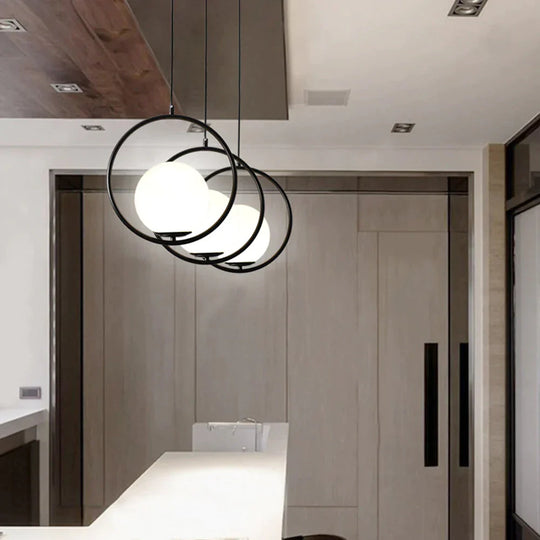 Led Creative Art Glass Ball Pendant Lights Modern Hanging Lamp E27 Black Gold Restaurant Bedroom