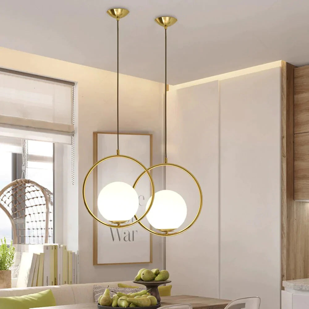 Led Creative Art Glass Ball Pendant Lights Modern Hanging Lamp E27 Black Gold Restaurant Bedroom