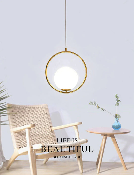 Led Creative Art Glass Ball Pendant Lights Modern Hanging Lamp E27 Black Gold Restaurant Bedroom