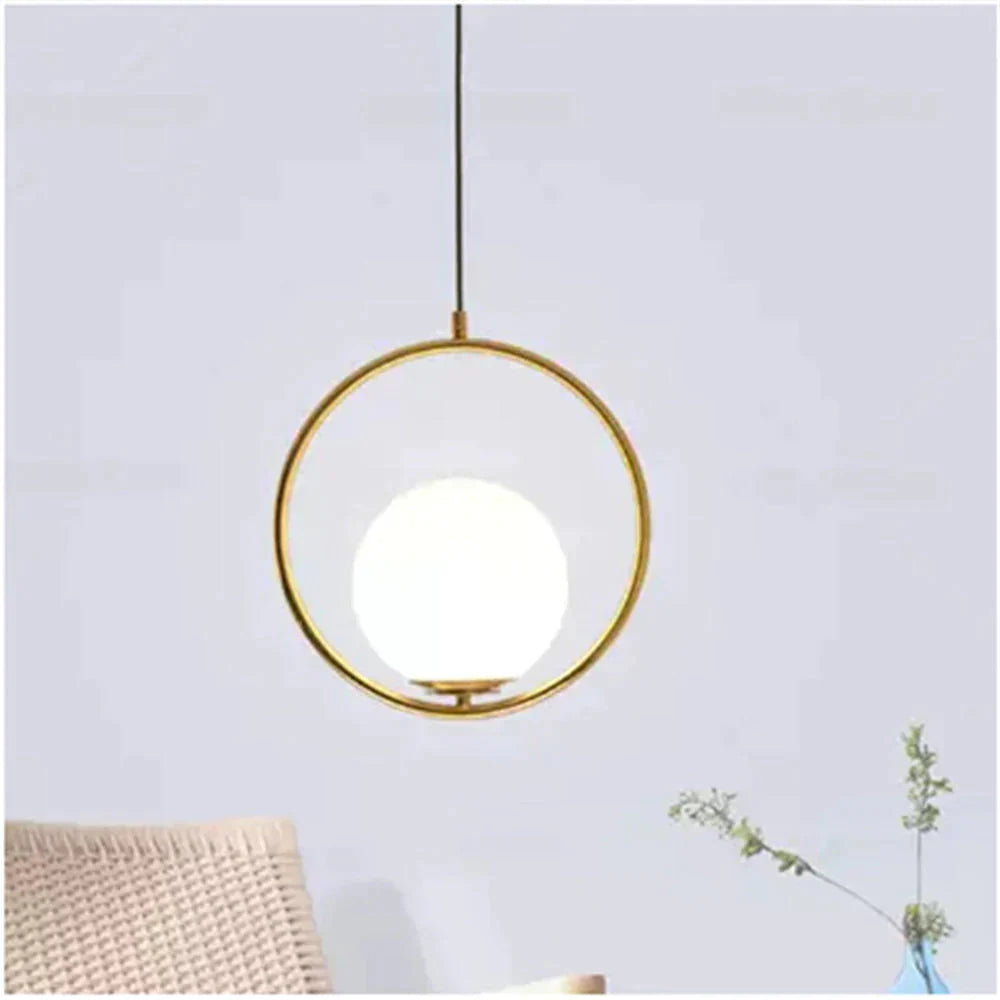 Led Creative Art Glass Ball Pendant Lights Modern Hanging Lamp E27 Black Gold Restaurant Bedroom