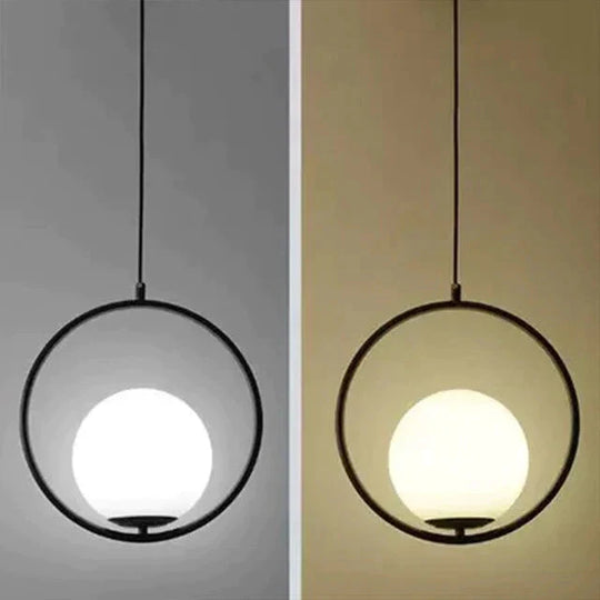 Led Creative Art Glass Ball Pendant Lights Modern Hanging Lamp E27 Black Gold Restaurant Bedroom