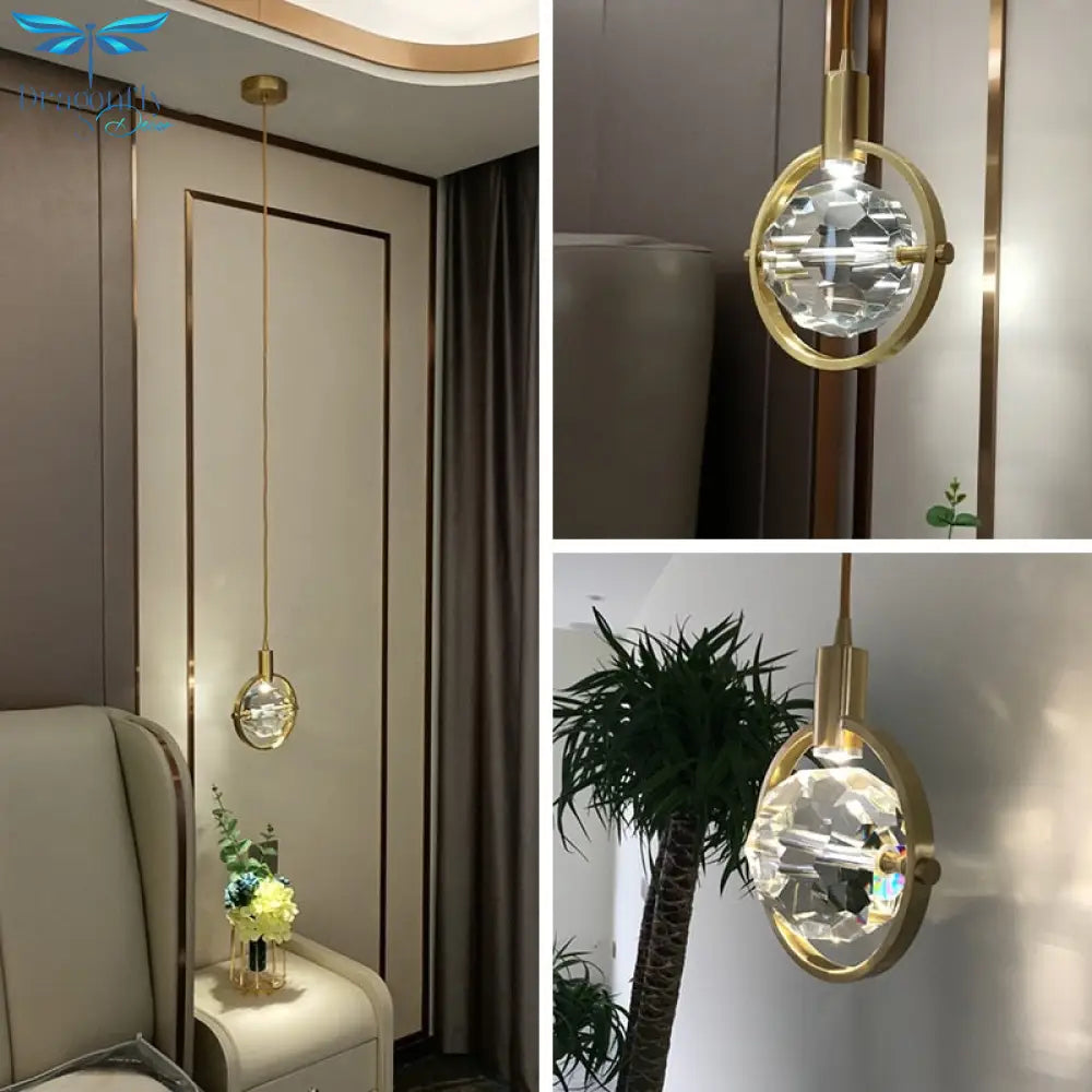 Led Crystal Chandeliers Creative Bedroom Bedside Small Hanging Lamp Home Decor Living Room Cafe