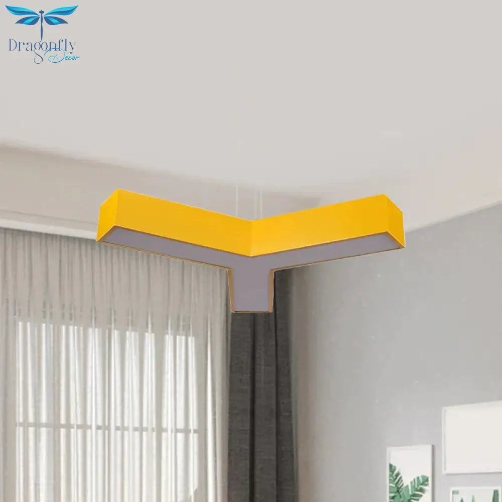 Led Kindergarten Chandelier Lamp Kids Red/Yellow Hanging Light Fixture With Y - Like Acrylic Shade