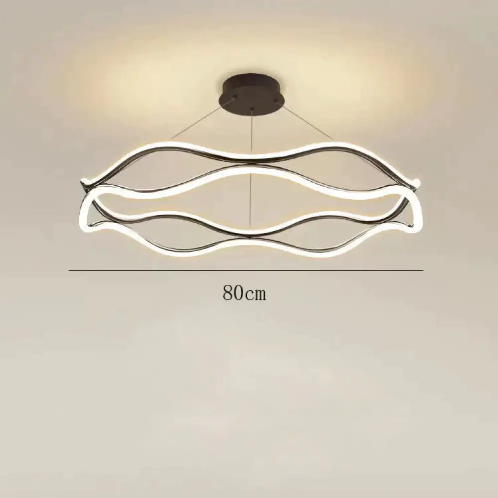 Led Living Room Simple Chandelier Creative Restaurant Bedroom Personalized Ring Black / Dia80Cm