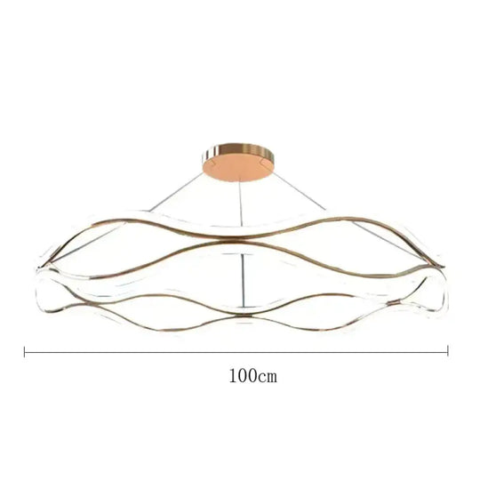 Led Living Room Simple Chandelier Creative Restaurant Bedroom Personalized Ring Gold / Dia100Cm
