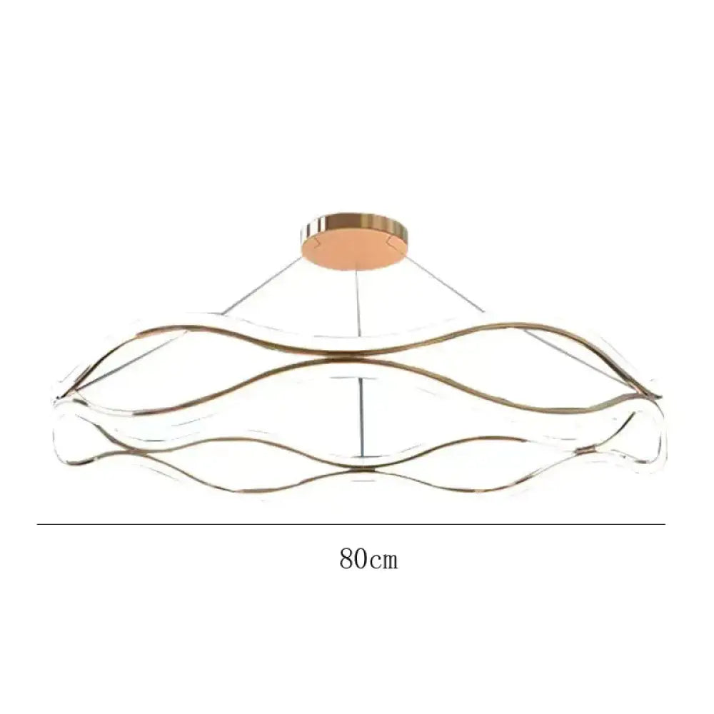 Led Living Room Simple Chandelier Creative Restaurant Bedroom Personalized Ring Gold / Dia80Cm