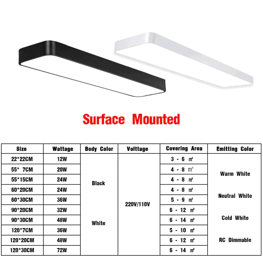 Led Modern Ceiling Light Lam Surface Mount Flush Panel Rectangle Lighting For Home And Commercial