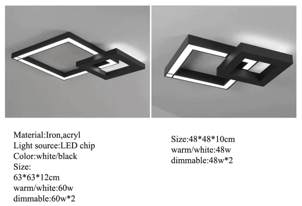 Led Modern Geometric Iron Acryl Black White Lamp.led Light.ceiling Lights.led Ceiling Lamp For