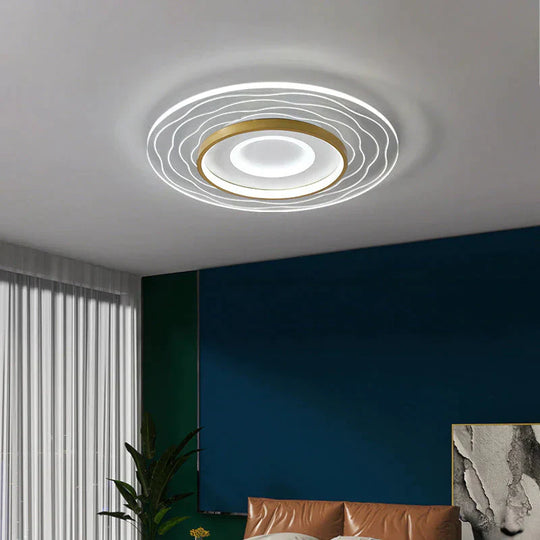 Led Modern Simple Circular Square Bedroom Dining Room Ceiling Lamp Round / Small White Light