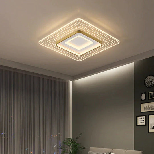 Led Modern Simple Circular Square Bedroom Dining Room Ceiling Lamp / Small Tri - Color Light