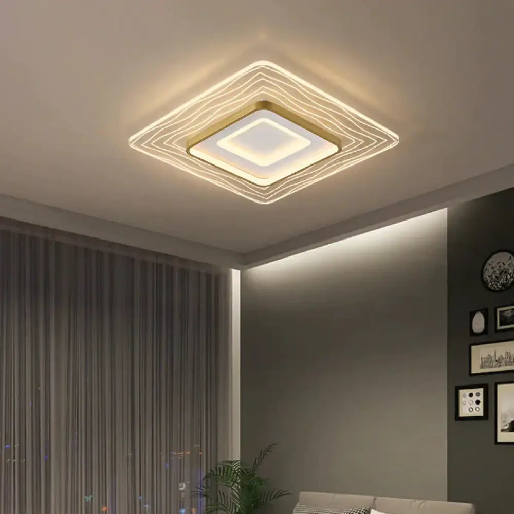 Led Modern Simple Circular Square Bedroom Dining Room Ceiling Lamp / Small Tri - Color Light