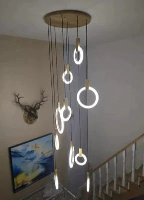 Led Nordic Wooden Iron Acryl Rings Diy Lamp Light.pendant Lights.pendant Lamp.pendant Light For