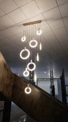 Led Nordic Wooden Iron Acryl Rings Diy Lamp Light.pendant Lights.pendant Lamp.pendant Light For