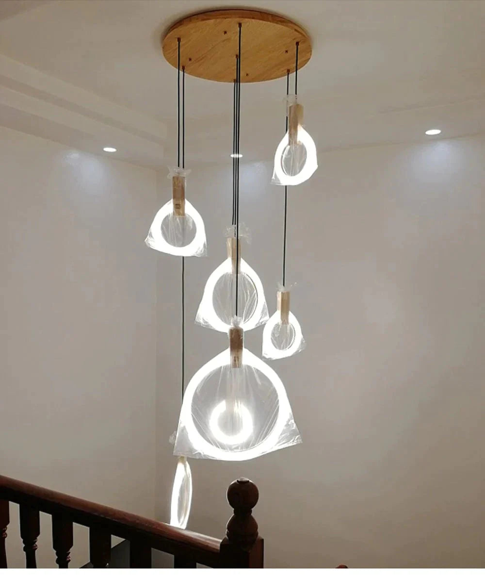 Led Nordic Wooden Iron Acryl Rings Diy Lamp Light.pendant Lights.pendant Lamp.pendant Light For