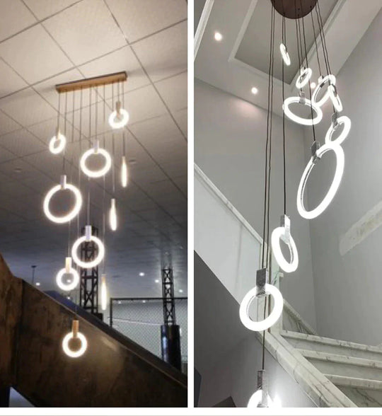 Led Nordic Wooden Iron Acryl Rings Diy Lamp Light.pendant Lights.pendant Lamp.pendant Light For