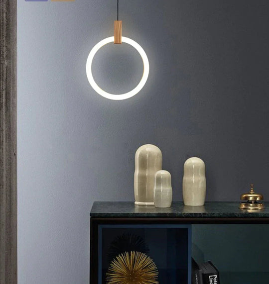 Led Nordic Wooden Iron Acryl Rings Diy Lamp Light.pendant Lights.pendant Lamp.pendant Light For