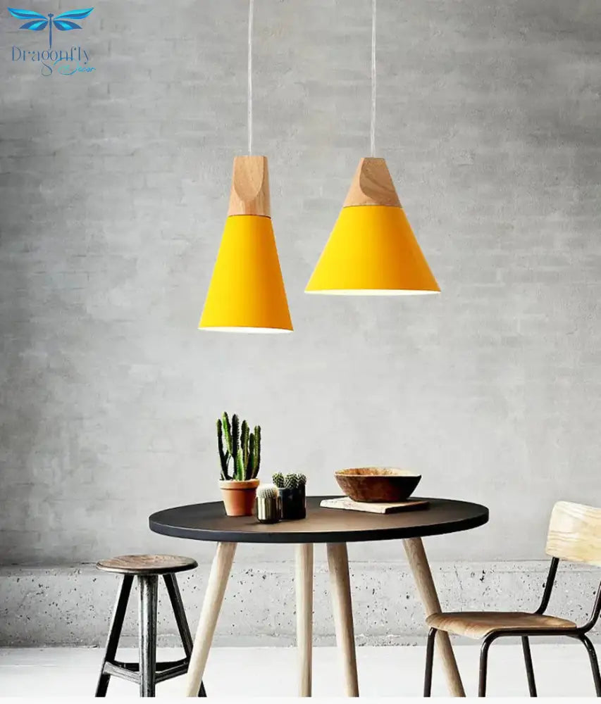 Led Pendant Lights Aluminum Wood Lamps E27 Modern Hang Lamp Kitchen Restaurant Bar Bedroom Living