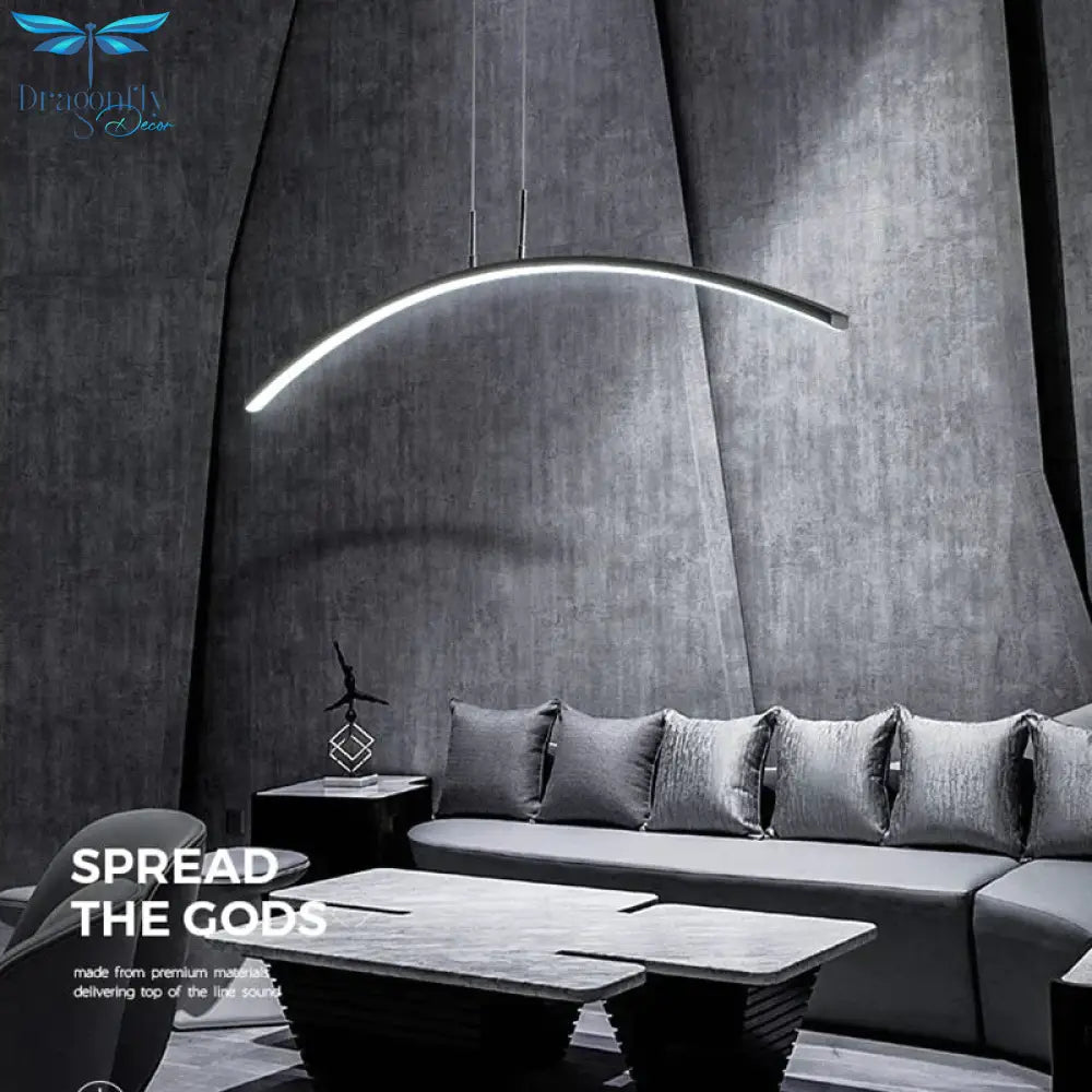 Length 1200Mm Arc Shape Led Hanging Pendant Lights Modern For Dining Room