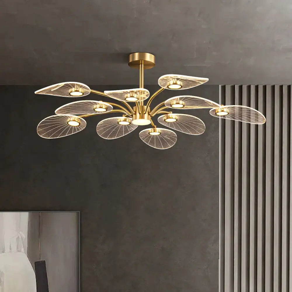 Light Luxury Living Room All Copper Chandelier Post - Modern Creative Study Lamp 11 Heads / Tri -