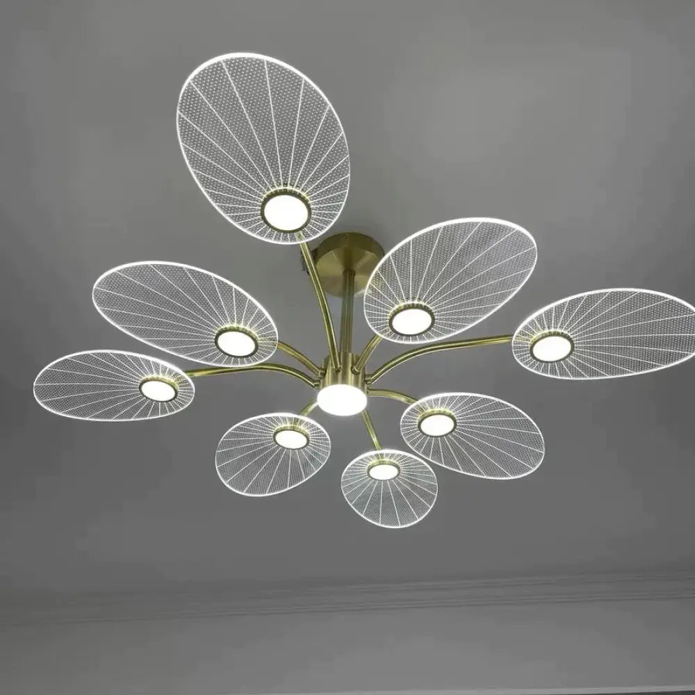 Light Luxury Living Room All Copper Chandelier Post - Modern Creative Study Lamp 9 Heads / Tri -
