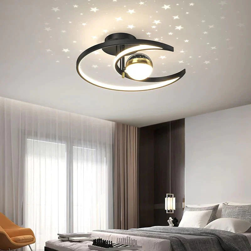 Light Luxury Romantic Starry Sky Bedroom Ceiling Lamp Moon Led