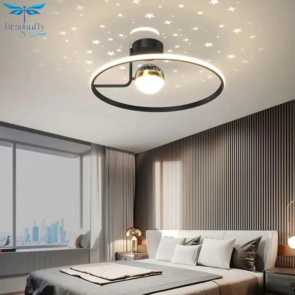 Light Luxury Romantic Starry Sky Bedroom Ceiling Lamp Moon Led