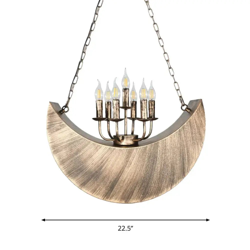 Living Room Candle Hanging Light With Crescent Deco Metal 7 - Light Vintage Chandelier In Legacy