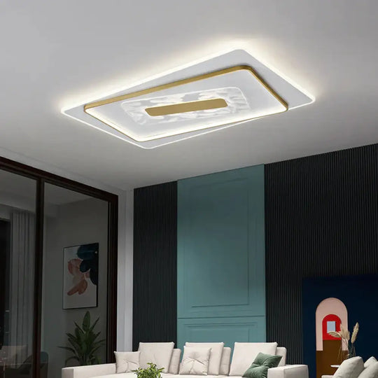 Living Room Ceiling Lamp Creative Feather Light Luxury Led Lamps Rectangle / White Light