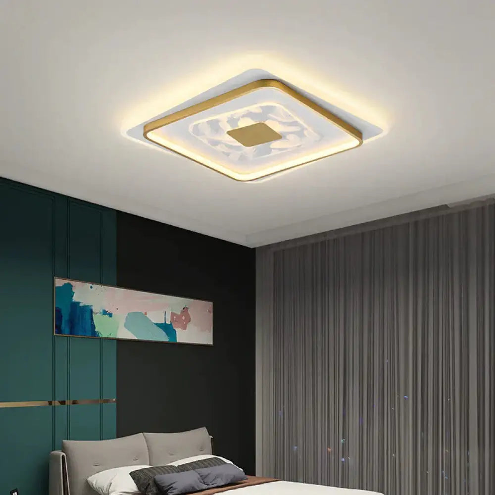 Living Room Ceiling Lamp Creative Feather Light Luxury Led Lamps Square / White Light