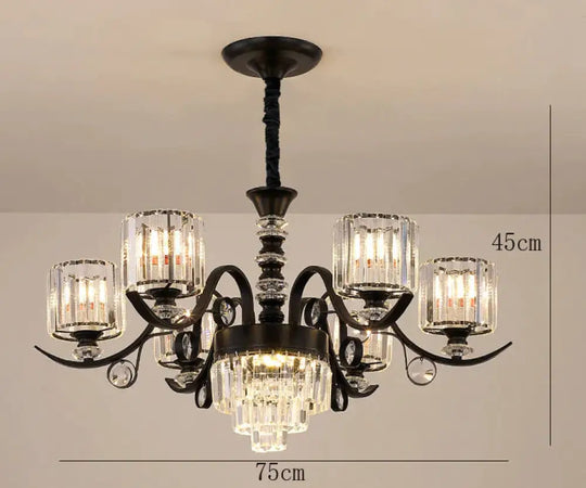 Living Room Crystal Chandelier Modern Simple Light Luxury Restaurant Atmospheric Lamp As Show / 6