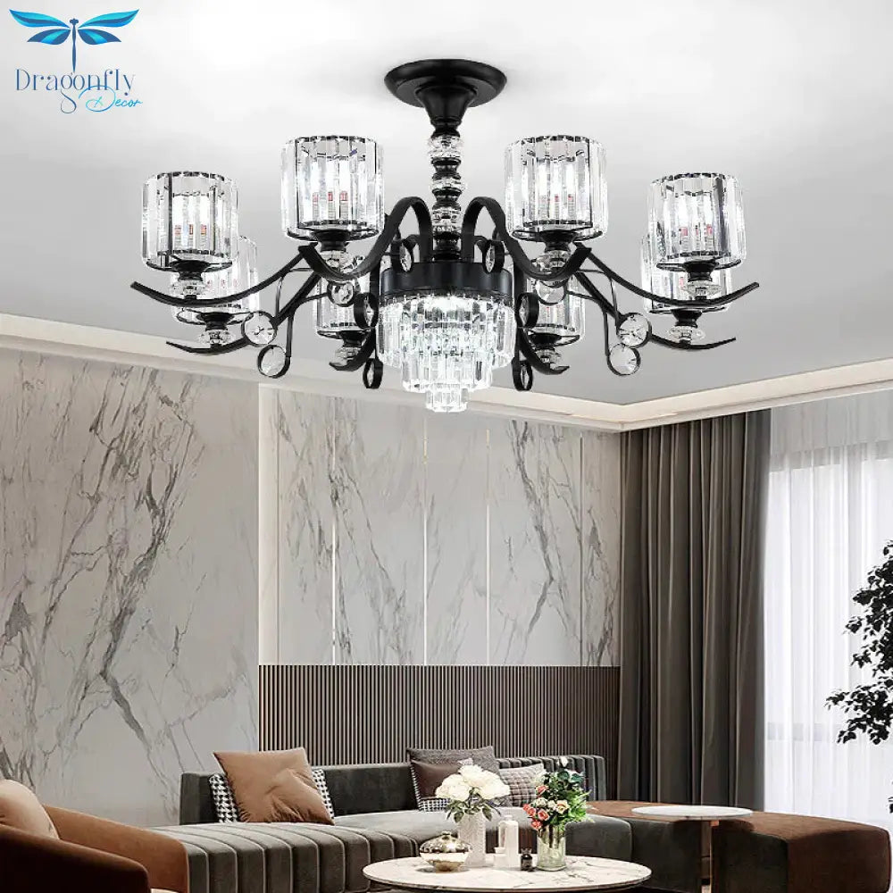 Living Room Crystal Chandelier Modern Simple Light Luxury Restaurant Atmospheric Lamp Pendant