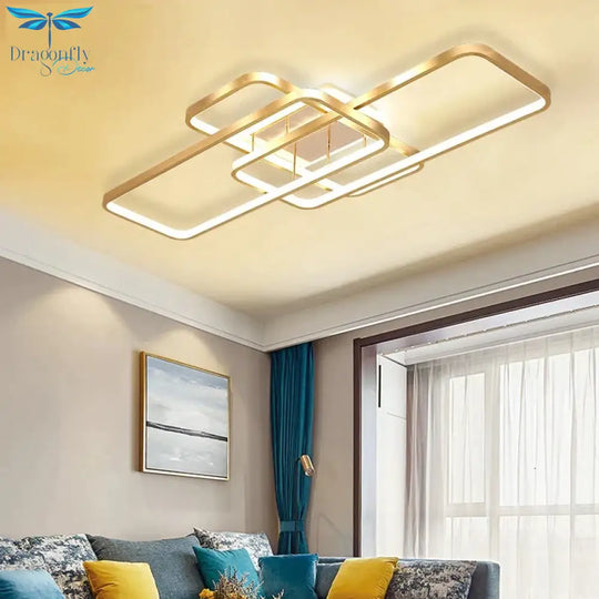 Living Room Lamp Simple Modern Atmosphere Home Rectangular Ceiling Hall Nordic Light Luxury Gold