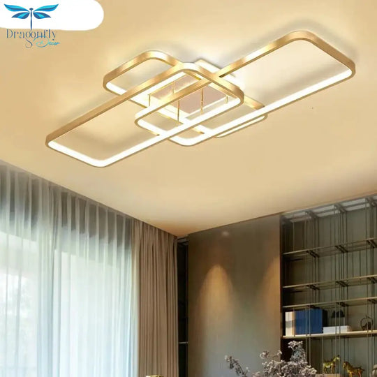 Living Room Lamp Simple Modern Atmosphere Home Rectangular Ceiling Hall Nordic Light Luxury Gold