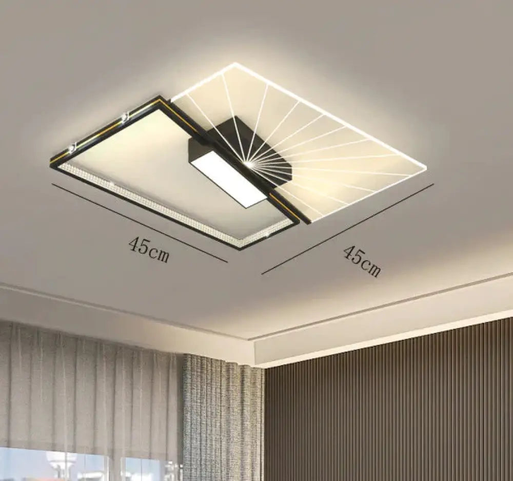 Living Room Led Lamp Modern Simple Atmosphere Bedroom Ceiling Black / L 45Cm Tri - Color Light