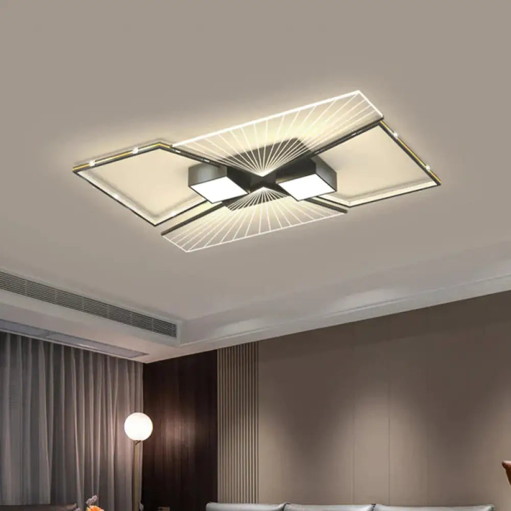 Living Room Led Lamp Modern Simple Atmosphere Bedroom Ceiling Black / L 90Cm Tri - Color Light