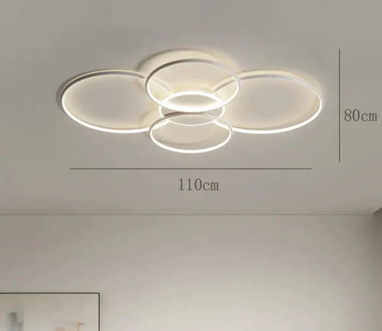 Living Room Main Lamp Atmospheric Hall Minimalist Circular Ring Indoor Ceiling White / L 110Cm Warm