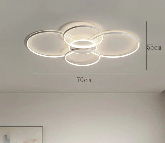 Living Room Main Lamp Atmospheric Hall Minimalist Circular Ring Indoor Ceiling White / L 70Cm Warm