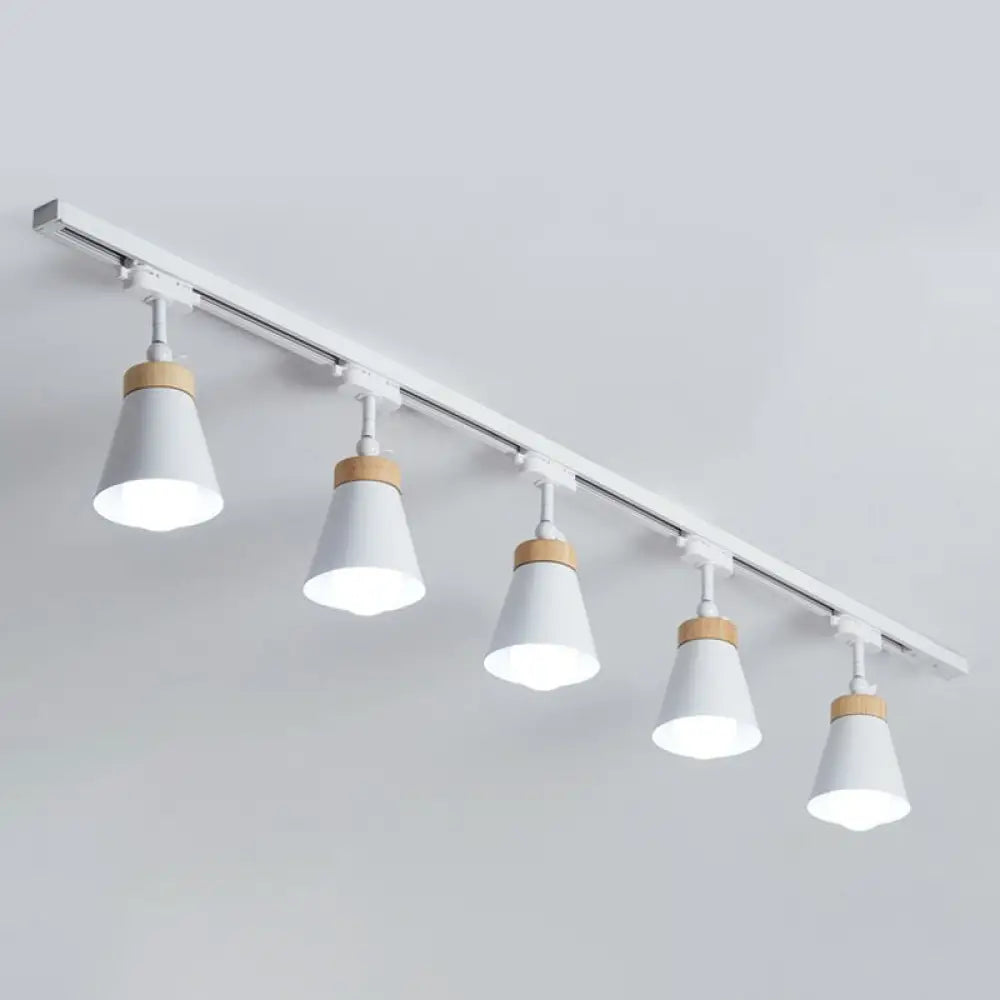 Living Room Semi Flush Mount Lamp With Cone Metal Shade 5 / White Pendant Lighting