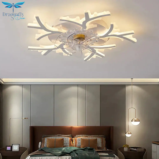 Living Room Simple Led Creative Mute Bedroom Ceiling Fan Lamp