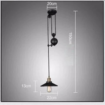 Loft Hanglamp Retro Wrought Iron Vintage Chandeliers Industrial Adjustable Pulley Pendant Lamps