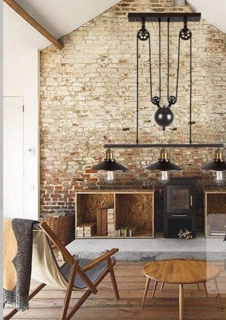 Loft Hanglamp Retro Wrought Iron Vintage Chandeliers Industrial Adjustable Pulley Pendant Lamps